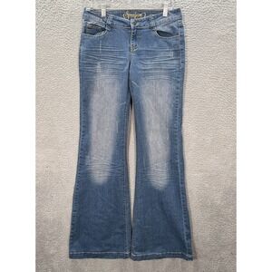 Spoon Jeans Womens 9 Blue Low Rise Flare Leg Distressed Denim Preppy Retro Y2K